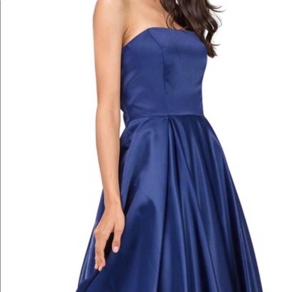 Dancing Queen Strapless Pleated Blue Ballgown